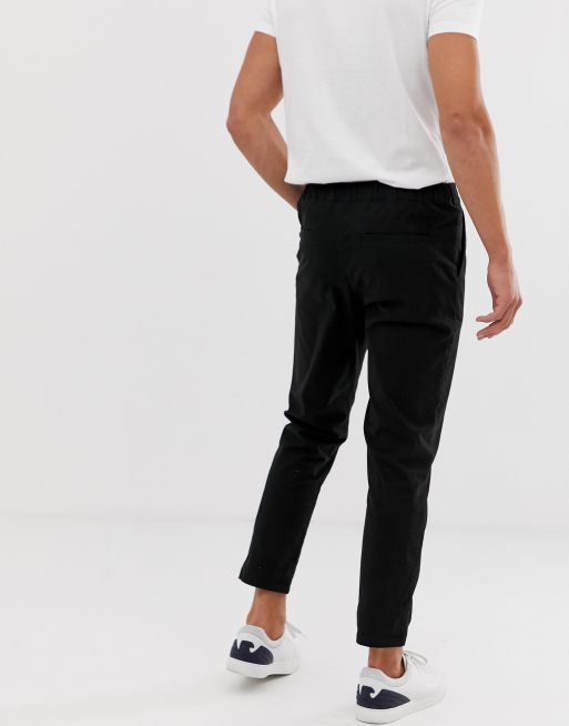 ASOS Cigarette Trousers With Elastic Waist in Black for Men