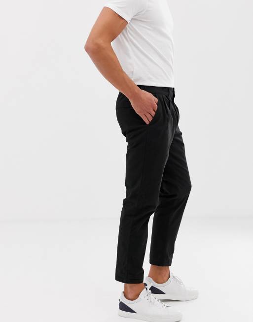 ASOS DESIGN Cigarette Trousers With Pleats In Monochrome Check, $19, Asos