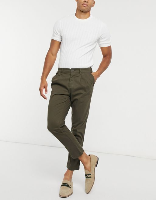 ASOS Cigarette Chinos With Pleats in Black for Men