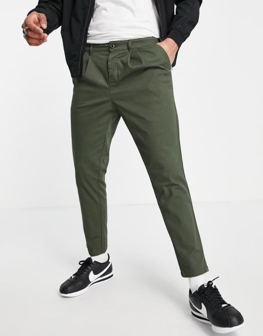 ASOS Cigarette Chinos With Pleats in Black for Men