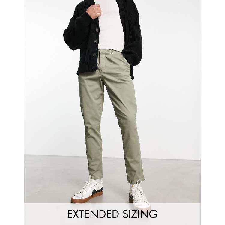 ASOS DESIGN cigarette chinos with pleats in gray