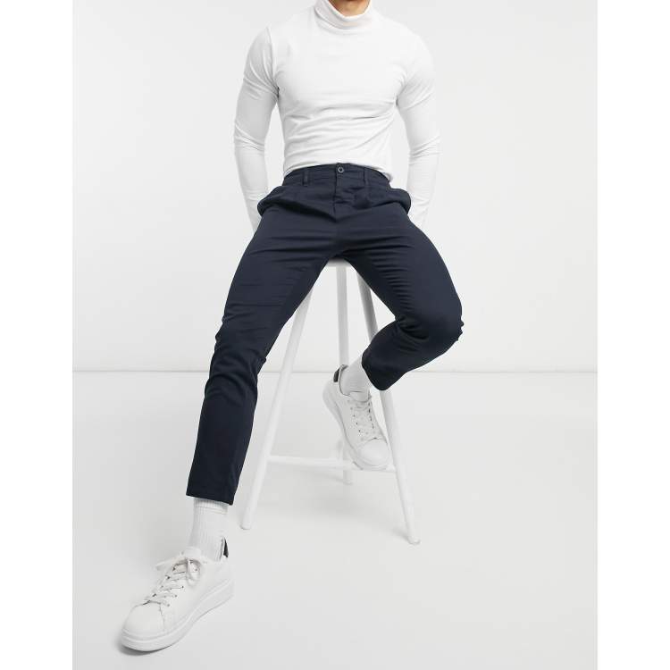 ASOS DESIGN cigarette chinos with pleats in gray