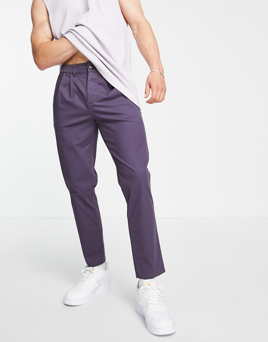 ASOS DESIGN cigarette fit chinos in washed navy