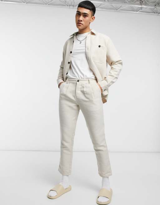 ASOS Cigarette Leg Suit Pants In Stone for Men