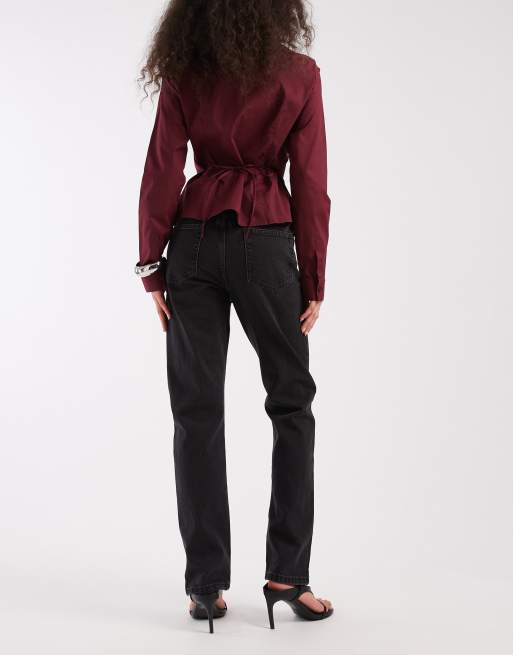 ASOS DESIGN - Cigarette jeans met hoge taille in zwart , 3 van 5