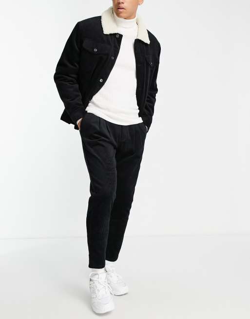 ASOS DESIGN cigarette pants in black cord
