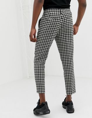 ASOS DESIGN cigarette pants with large dog tooth in gray