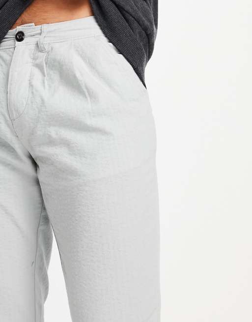 ASOS DESIGN cigarette pants with pleats in gray check