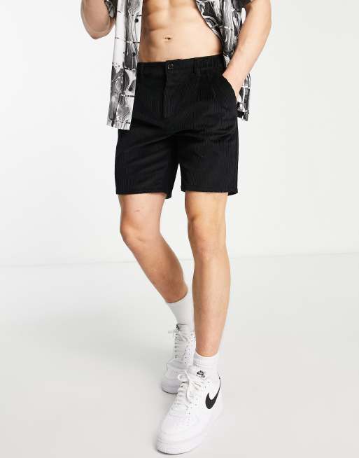 ASOS DESIGN cigarette shorts in black cord