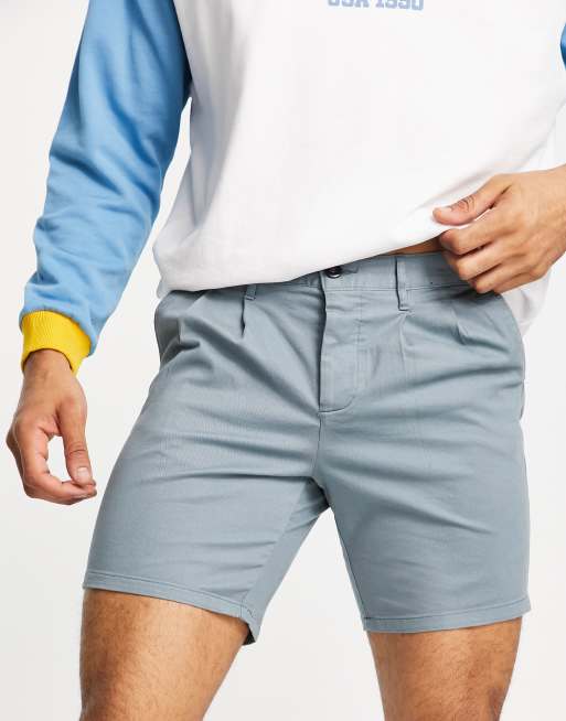 ASOS DESIGN cigarette shorts in mid length in blue 