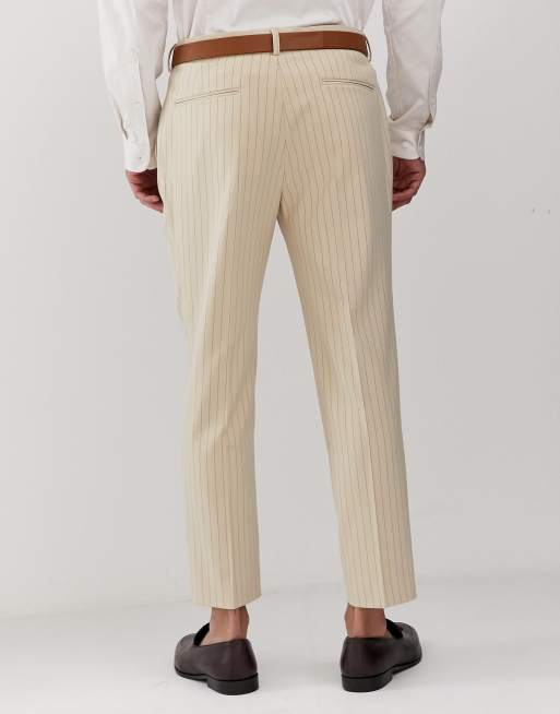 ASOS Cigarette Leg Suit Pants In Stone for Men