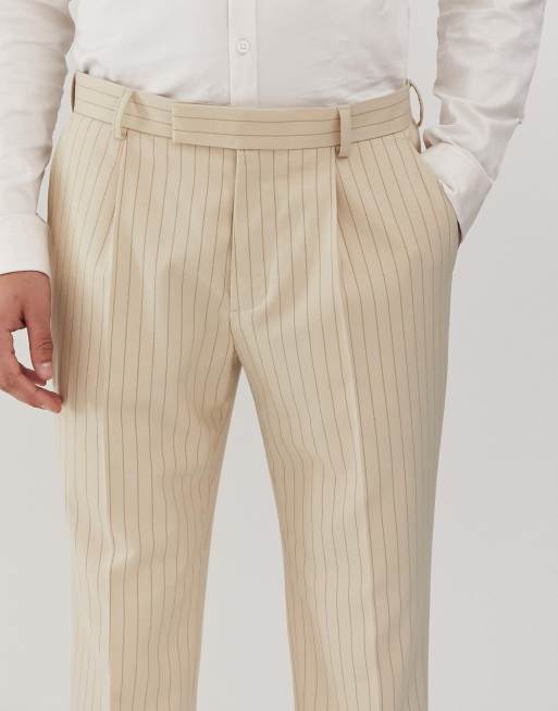 ASOS Cigarette Leg Suit Pants In Stone for Men