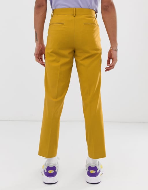 ASOS DESIGN cigarette suit trousers in mustard, 2 of 4