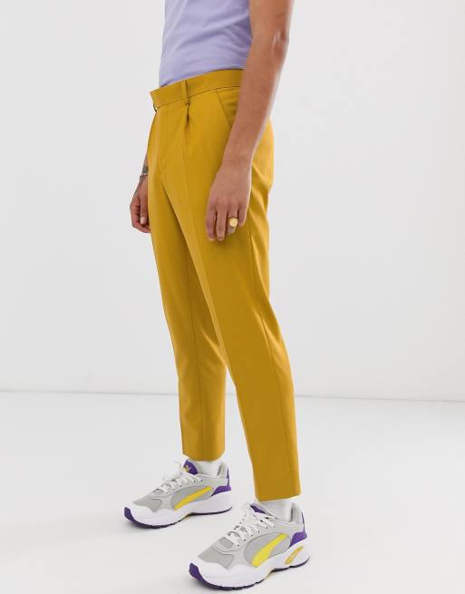 ASOS DESIGN cigarette suit trousers in mustard, 4 of 4