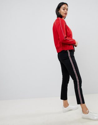 black side stripe trousers