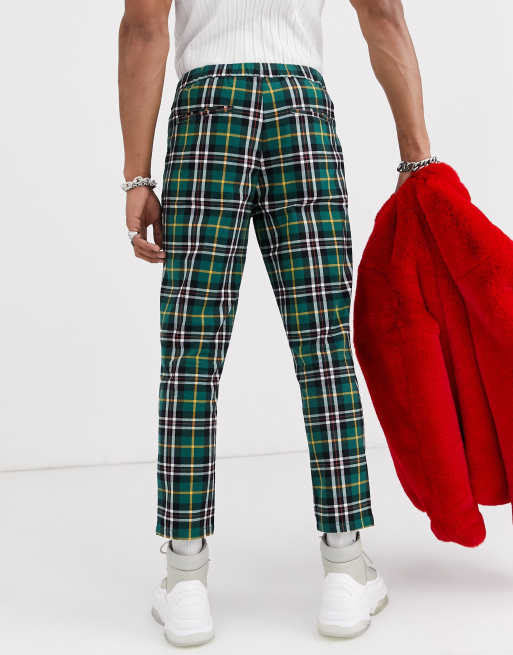 Red tartan cigarette best sale trousers