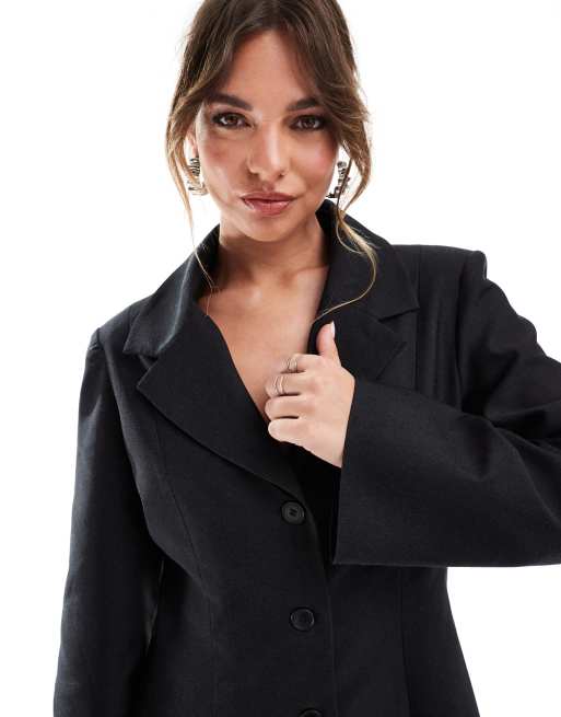 ASOS DESIGN cinch blazer dress in black