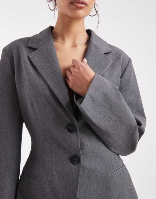 ASOS DESIGN cinch blazer in gray, 3 of 4