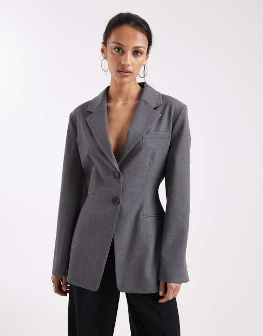 ASOS DESIGN cinch blazer in gray, 4 of 4