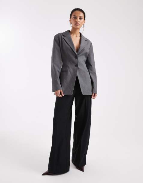 ASOS DESIGN cinch blazer in grey