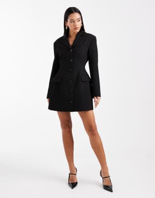Asos Design Cinch Blazer Mini Dress In Black