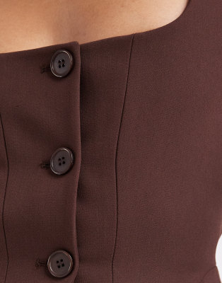 Asos Design Cinch Corset Blazer In Brown