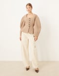 [ASOS DESIGN] ASOS DESIGN cinch fitted cocoon sleeve blazer in camel-Neutral 14 Camel