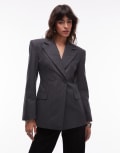 [ASOS DESIGN] ASOS DESIGN cinch high break point blazer in grey check-Multi 16 Grey Check