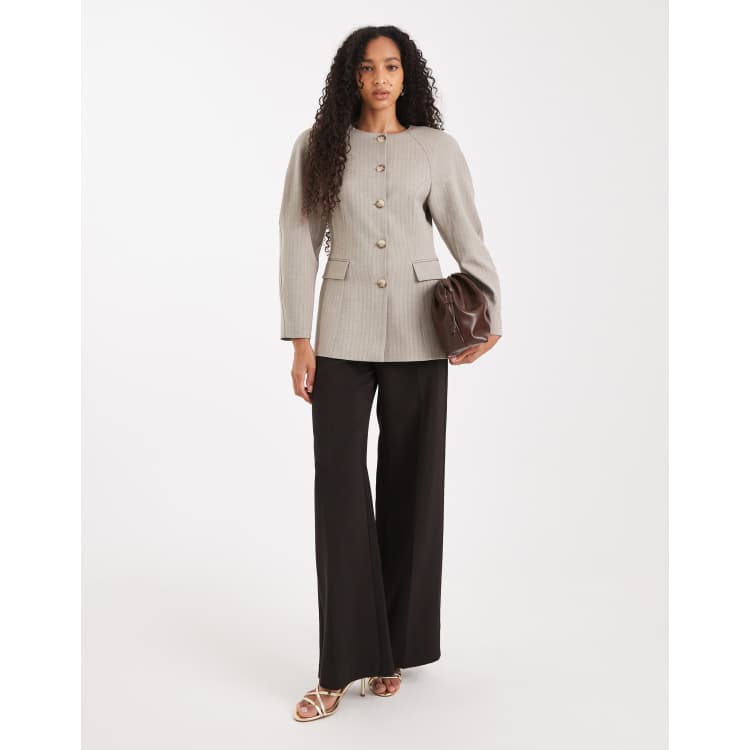 ASOS DESIGN cinch high break point cocoon blazer in brown
