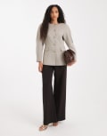 [ASOS DESIGN] ASOS DESIGN cinch high break point cocoon blazer in brown herringdone 16 Brown herringbone