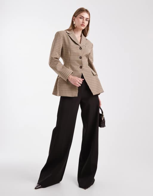 ASOS DESIGN cinch moulded hip blazer co ord in micro check