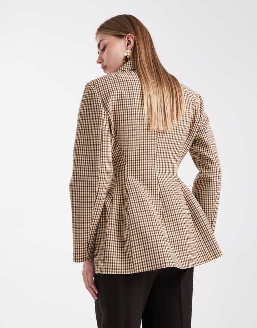 ASOS DESIGN cinch moulded hip blazer co ord in micro check