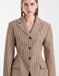 [ASOS DESIGN] ASOS DESIGN cinch moulded hip blazer in micro check (Part of a set)-Multi 16 Micro check