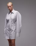 [ASOS DESIGN] ASOS DESIGN cinch tie back shirt dress with tie in check-Multi 12 Check