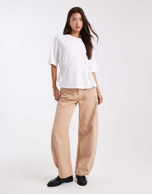 ASOS DESIGN cinch tie sides t-shirt in white