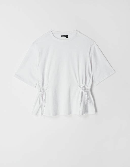 ASOS DESIGN cinch tie sides t-shirt in white