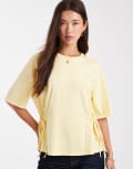 [ASOS DESIGN] ASOS DESIGN cinch tie side t-shirt in yellow XS YELLOW