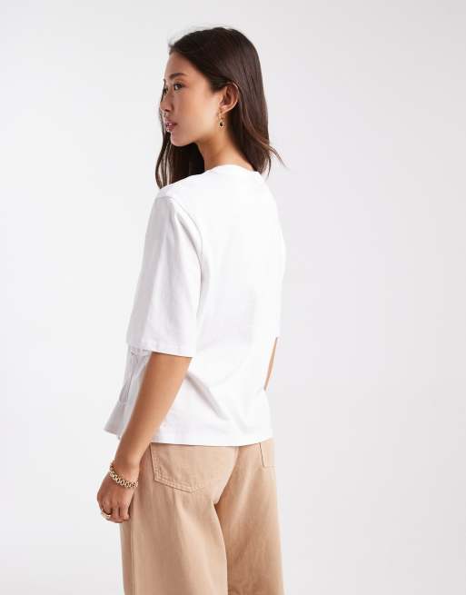 ASOS DESIGN cinch tie sides t-shirt in white