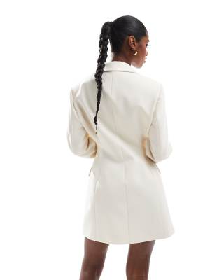 Asos Design Cinch Waist Blazer Dress In White