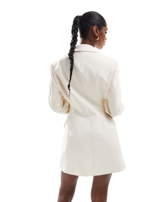 ASOS DESIGN cinch waist blazer dress in ivory