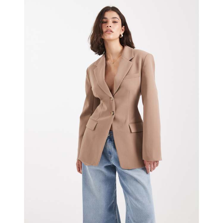 ASOS DESIGN cinch waist blazer in mocha | ASOS