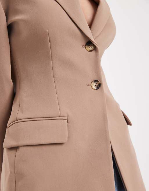 【最終セール】 WAIST SHAPE ASSORT BUTTON COAT ASOS DESIGN cinch waist blazer in mocha | ASOS