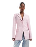 [ASOS DESIGN] ASOS DESIGN cinch waist blazer in pink 16 Pink