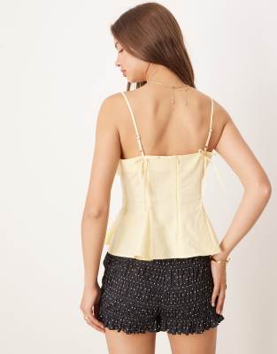 Asos Design Cinch Waist Cami Top In Yellow