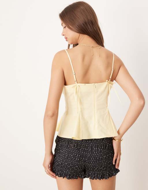 ASOS DESIGN cinch waist cami top in buttermilk, 2 of 4