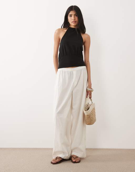 ASOS DESIGN cinch waist halter top in black, 2 of 4