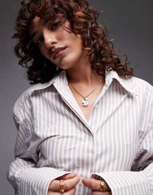 Asos Design Cinch Waist Shirt With Shoulder Pads In Brown