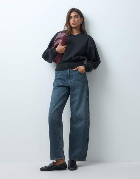 ASOS DESIGN cinch waist sweatshirt in black scuba-style fabric - view 1