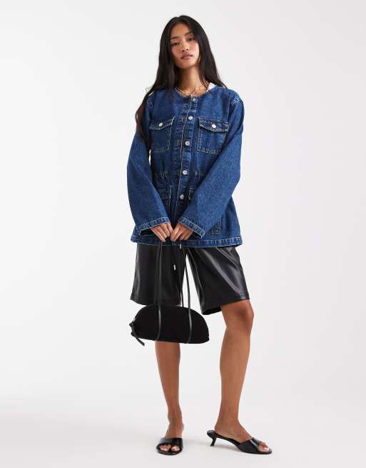 ASOS DESIGN cinch waist utility pocket denim jacket with waist cord, 4 of 4