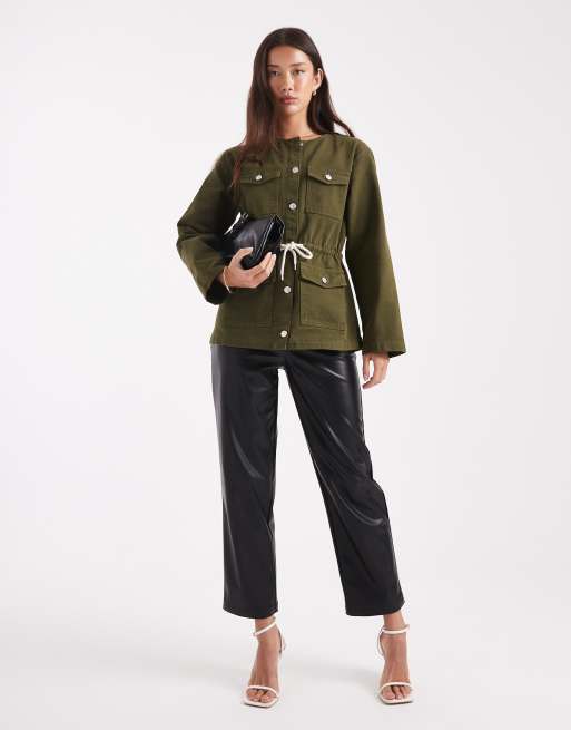 ASOS DESIGN cinch waist utility pocket denim jacket with waist cord, 4 of 4